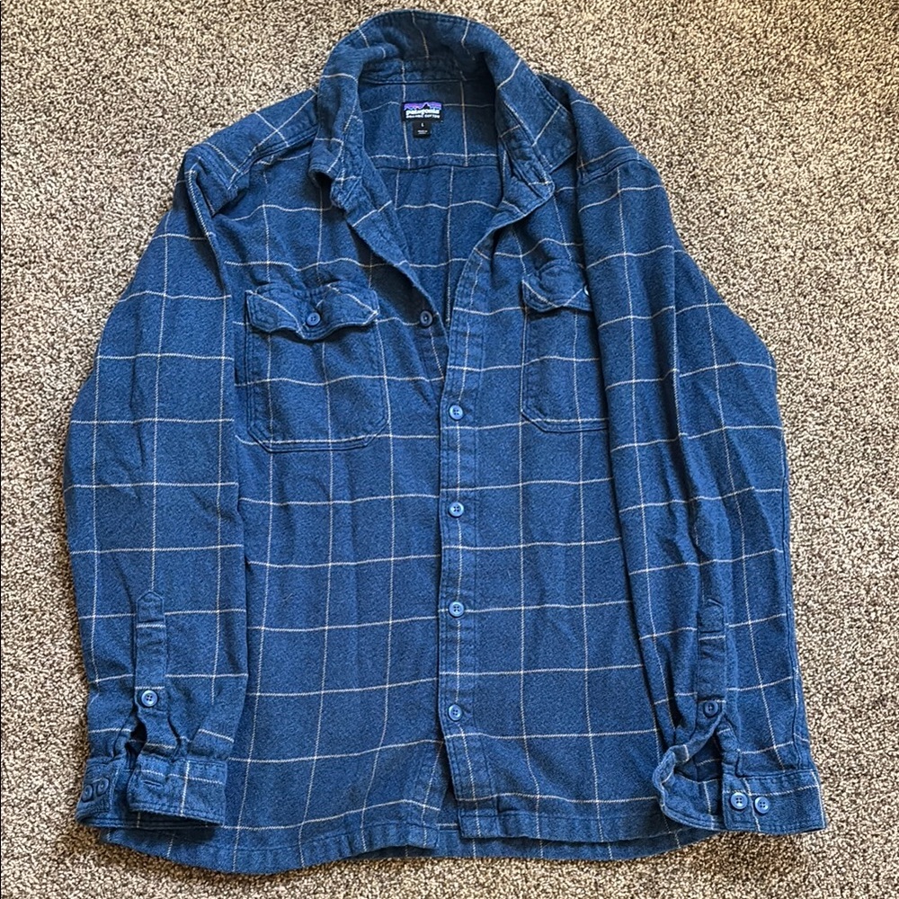 Patagonia Navy Checkered Flannel Shirt